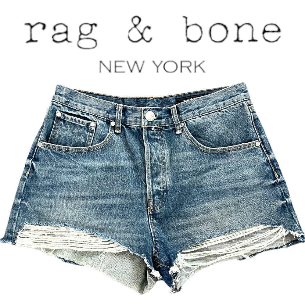 RAG & BONE Maya High Rise Cut Off Denim Shorts Size 30 NWOT